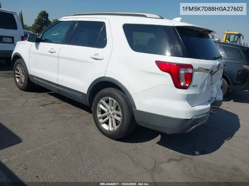 1FM5K7D88HGA27602 2017 Ford Explorer Xlt
