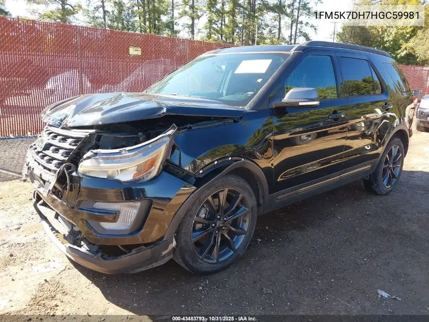1FM5K7DH7HGC59981 2017 Ford Explorer Xlt