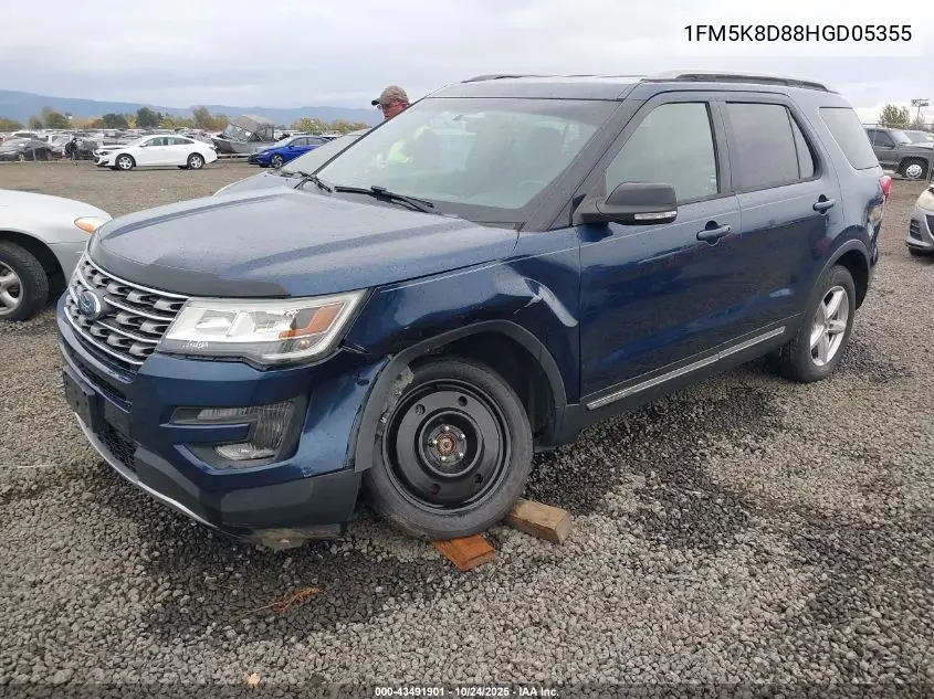 1FM5K8D88HGD05355 2017 Ford Explorer Xlt