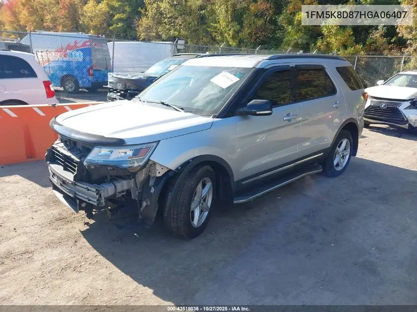 1FM5K8D87HGA06407 2017 Ford Explorer Xlt