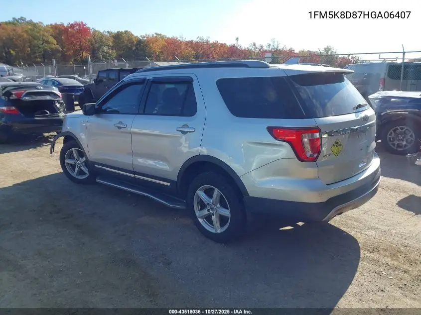 1FM5K8D87HGA06407 2017 Ford Explorer Xlt