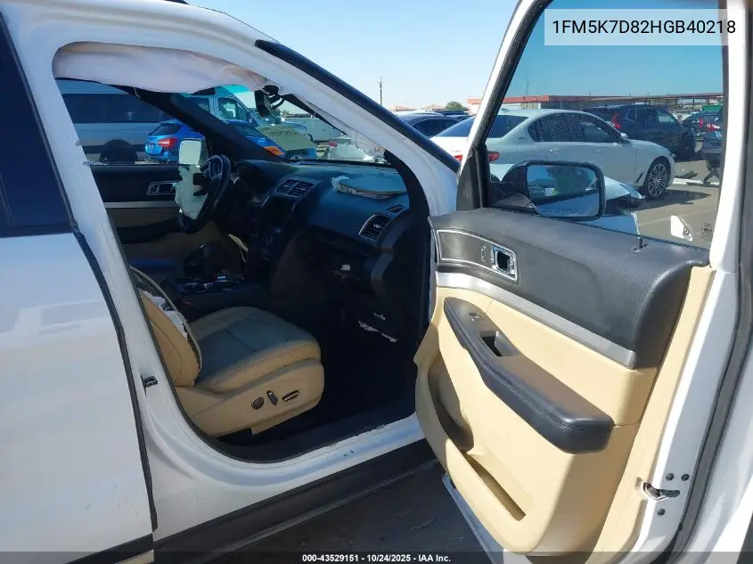 1FM5K7D82HGB40218 2017 Ford Explorer Xlt