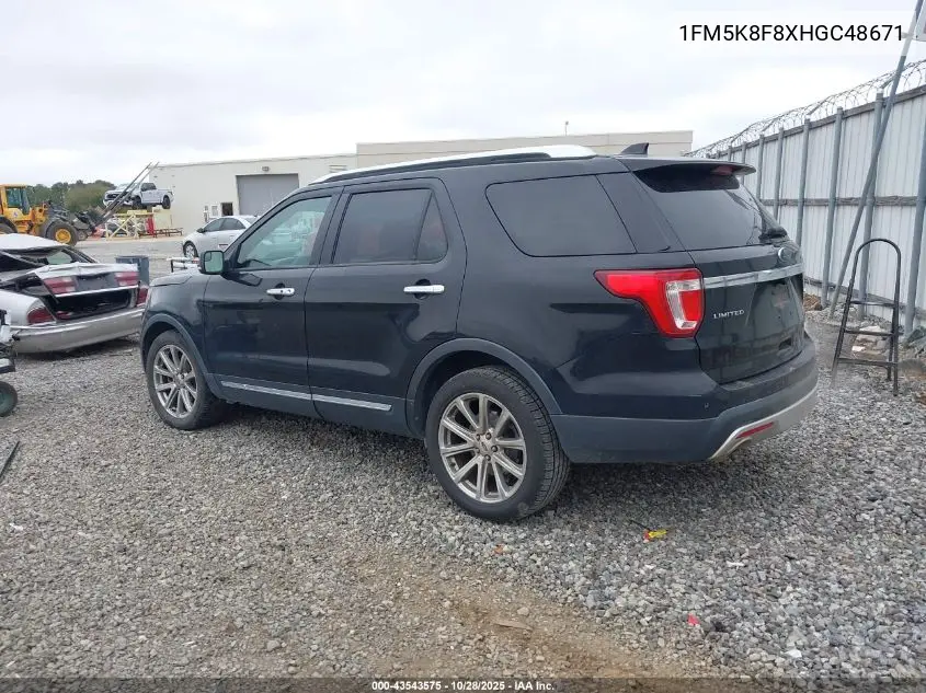 1FM5K8F8XHGC48671 2017 Ford Explorer Limited