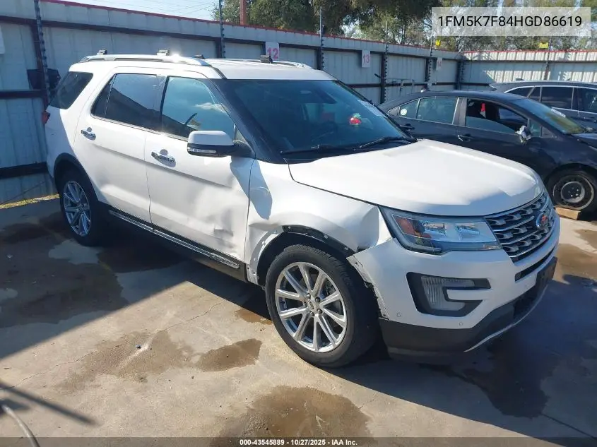 1FM5K7F84HGD86619 2017 Ford Explorer Limited