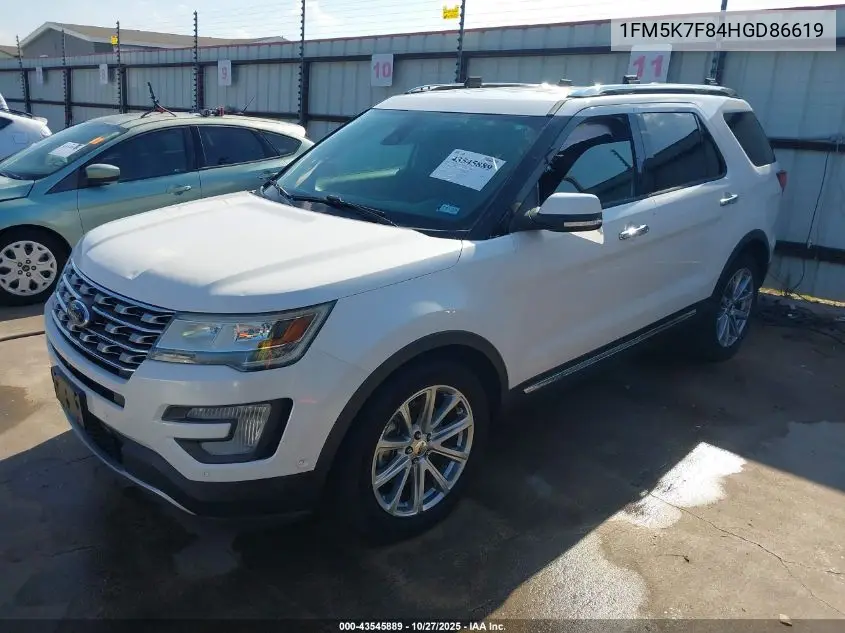 1FM5K7F84HGD86619 2017 Ford Explorer Limited