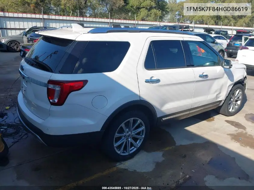 1FM5K7F84HGD86619 2017 Ford Explorer Limited