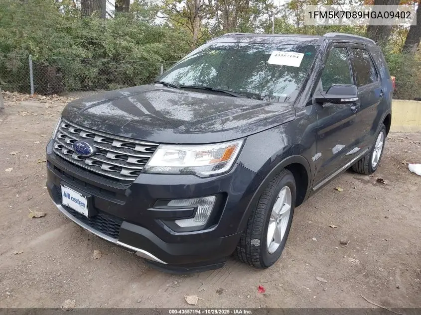 1FM5K7D89HGA09402 2017 Ford Explorer Xlt