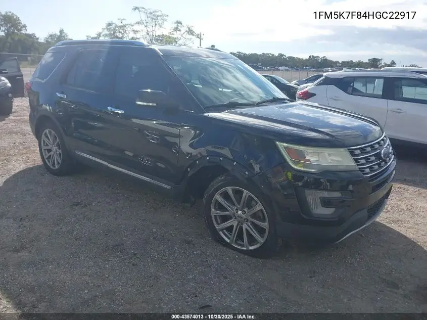 1FM5K7F84HGC22917 2017 Ford Explorer Limited