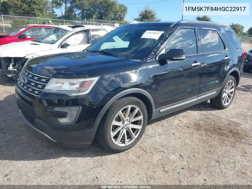 1FM5K7F84HGC22917 2017 Ford Explorer Limited