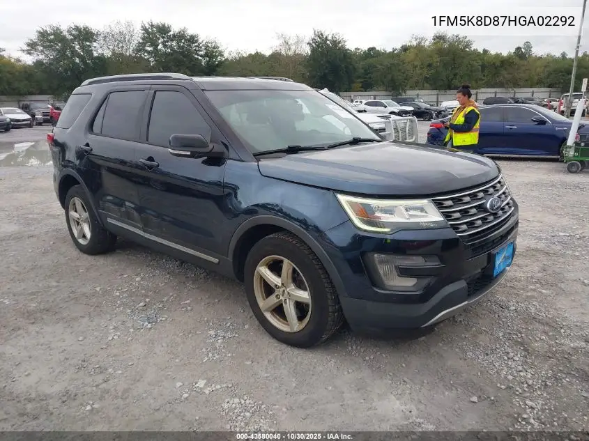 1FM5K8D87HGA02292 2017 Ford Explorer Xlt