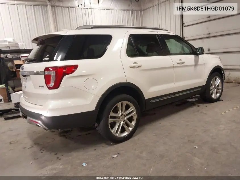 1FM5K8D81HGD01079 2017 Ford Explorer Xlt