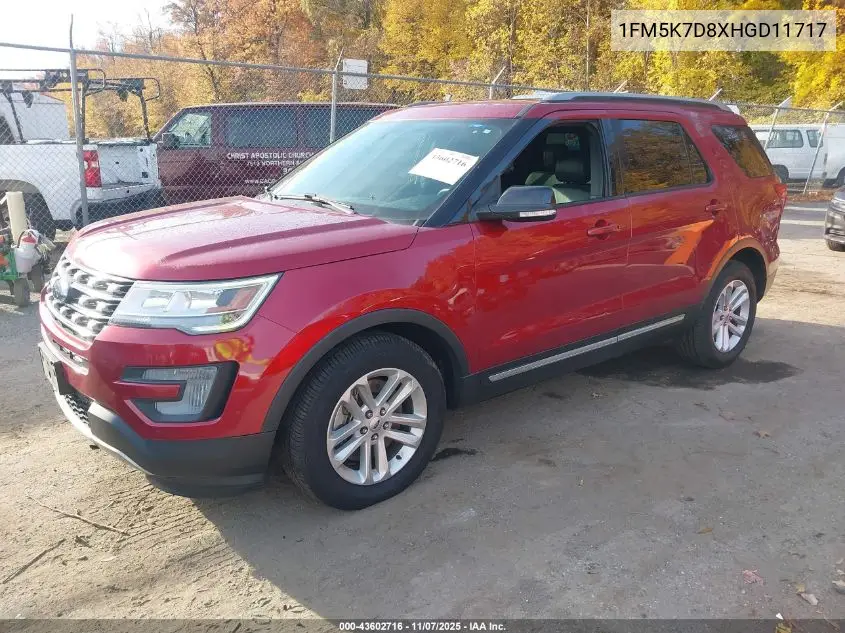 1FM5K7D8XHGD11717 2017 Ford Explorer Xlt