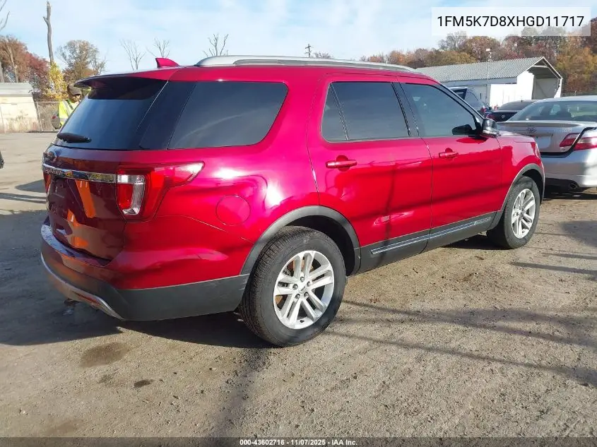 1FM5K7D8XHGD11717 2017 Ford Explorer Xlt