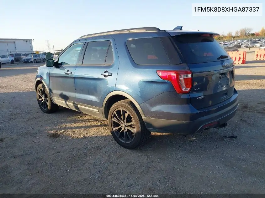 1FM5K8D8XHGA87337 2017 Ford Explorer Xlt