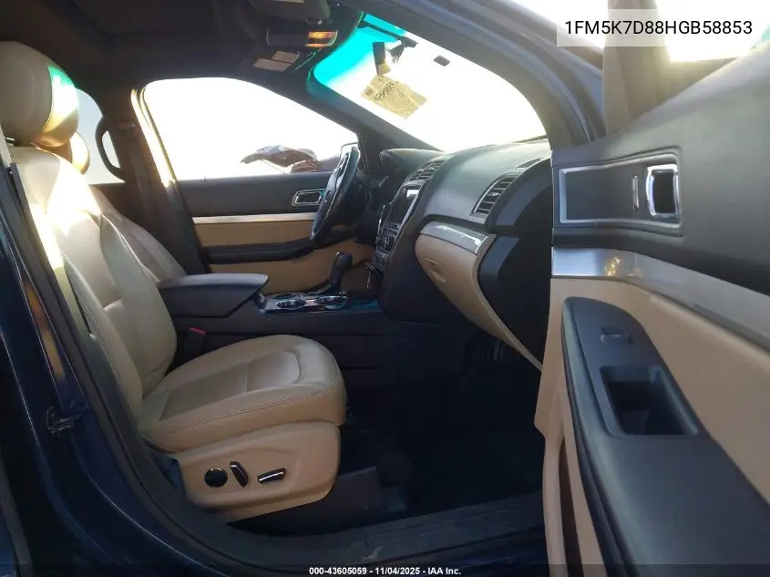 1FM5K7D88HGB58853 2017 Ford Explorer Xlt