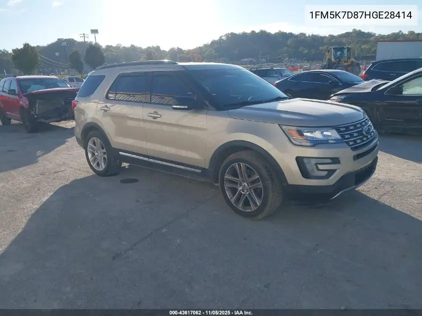 1FM5K7D87HGE28414 2017 Ford Explorer Xlt