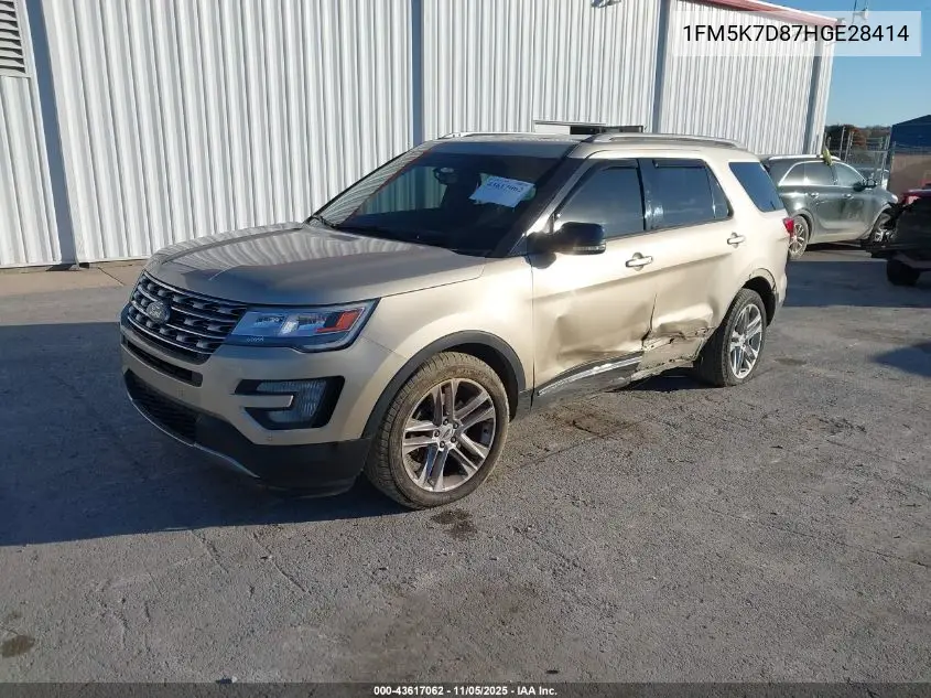 1FM5K7D87HGE28414 2017 Ford Explorer Xlt