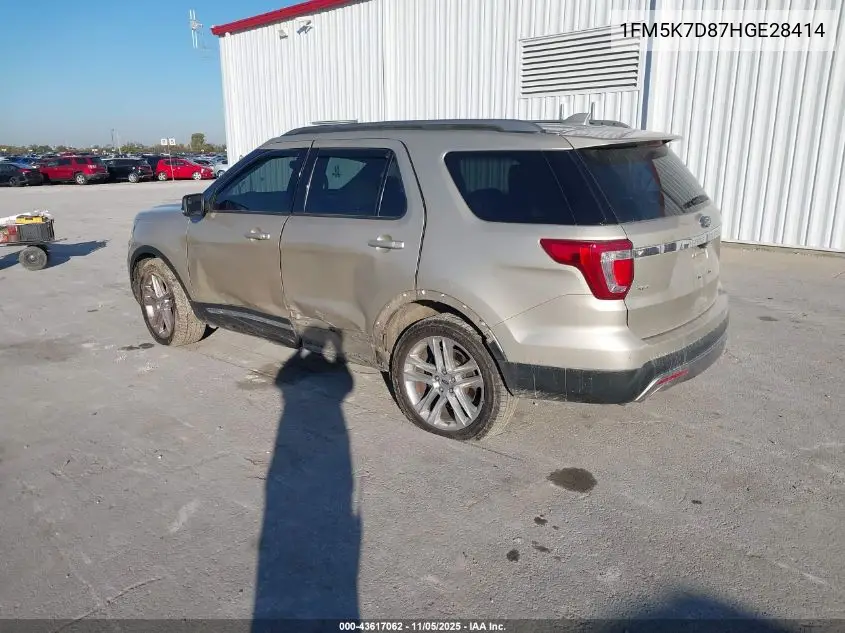 1FM5K7D87HGE28414 2017 Ford Explorer Xlt