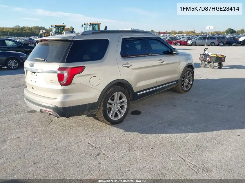 1FM5K7D87HGE28414 2017 Ford Explorer Xlt