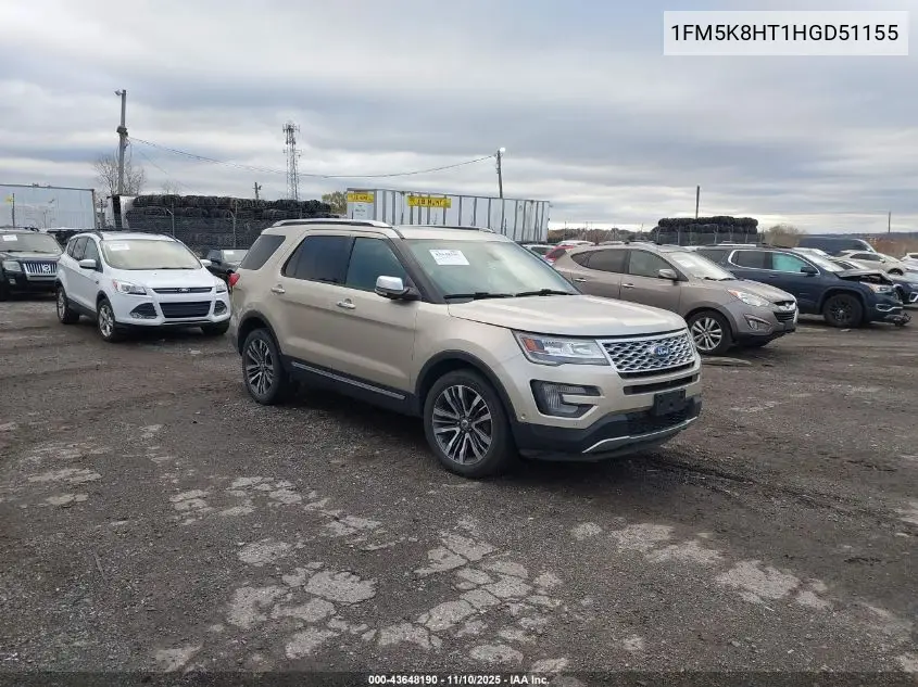 1FM5K8HT1HGD51155 2017 Ford Explorer Platinum