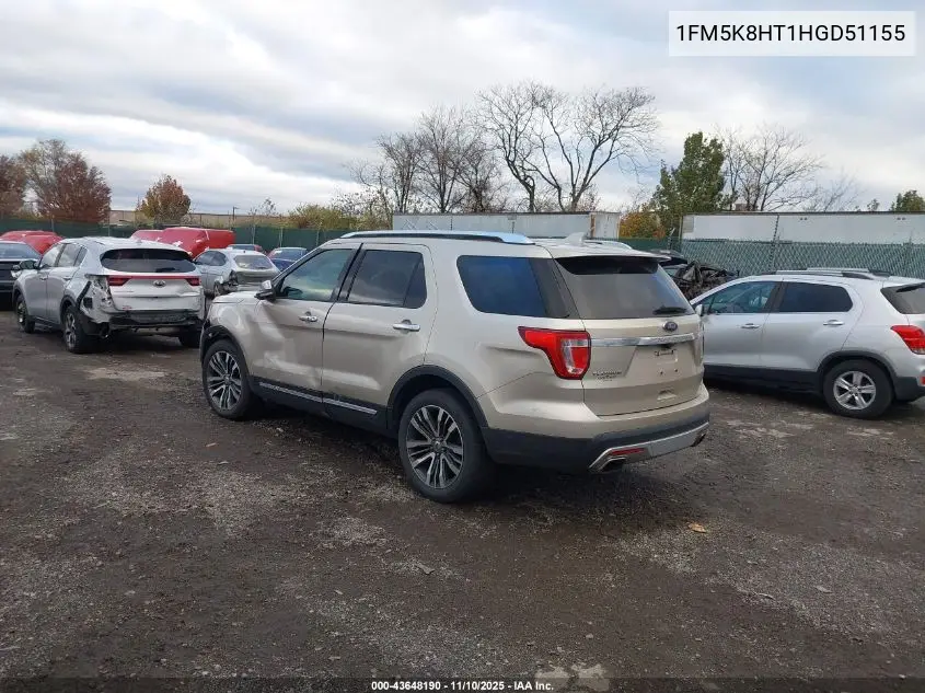 1FM5K8HT1HGD51155 2017 Ford Explorer Platinum