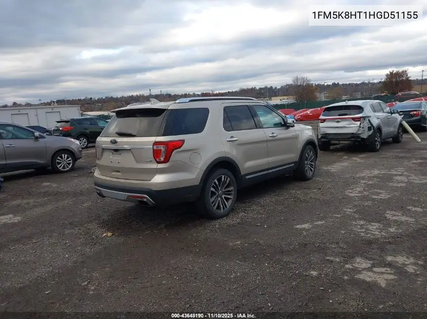 1FM5K8HT1HGD51155 2017 Ford Explorer Platinum