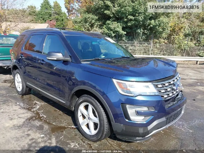 1FM5K8D89HGA83876 2017 Ford Explorer Xlt