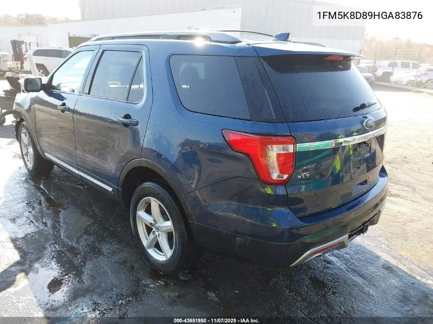 1FM5K8D89HGA83876 2017 Ford Explorer Xlt