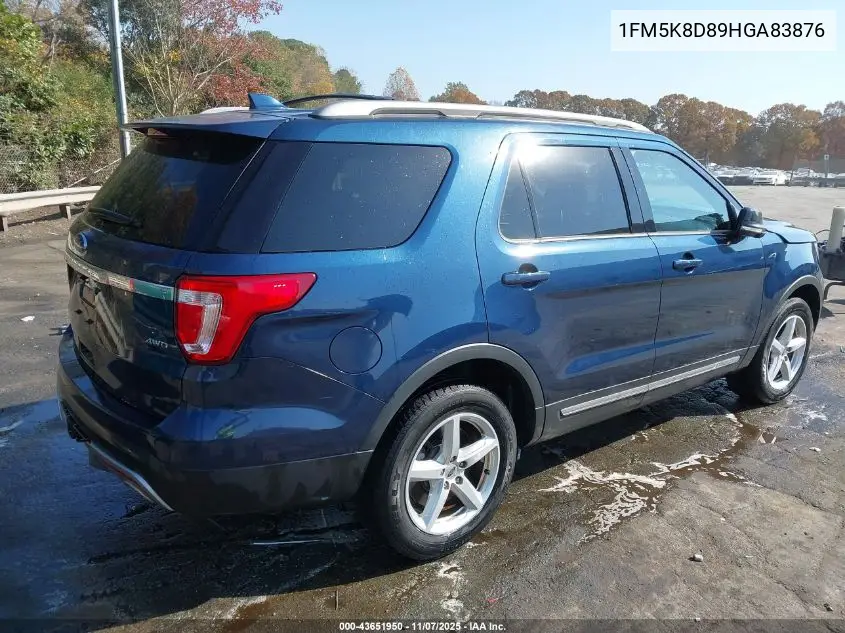 1FM5K8D89HGA83876 2017 Ford Explorer Xlt