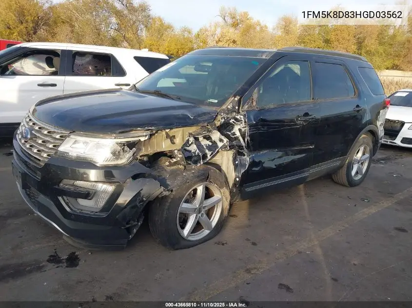 1FM5K8D83HGD03562 2017 Ford Explorer Xlt