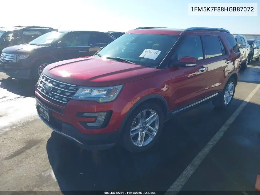 1FM5K7F88HGB87072 2017 Ford Explorer Limited
