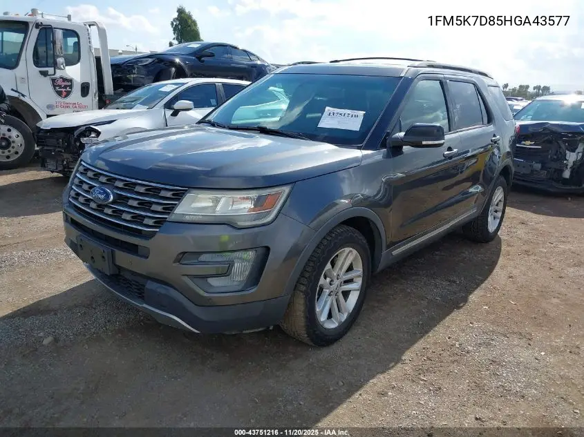 1FM5K7D85HGA43577 2017 Ford Explorer Xlt