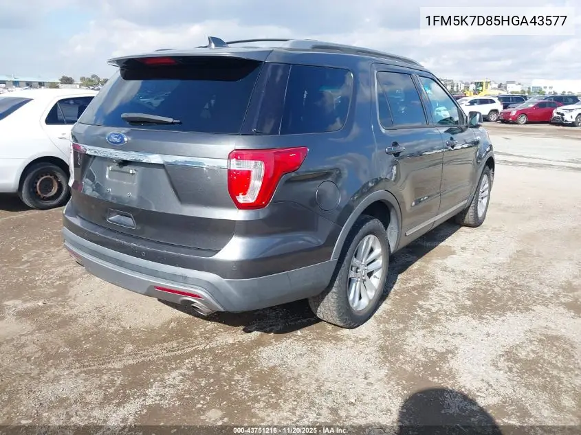 1FM5K7D85HGA43577 2017 Ford Explorer Xlt