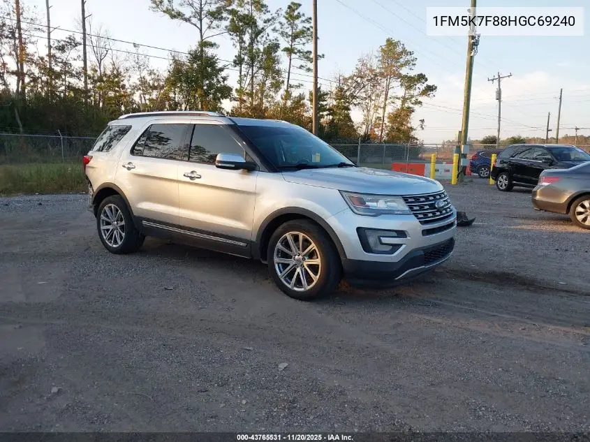 1FM5K7F88HGC69240 2017 Ford Explorer Limited
