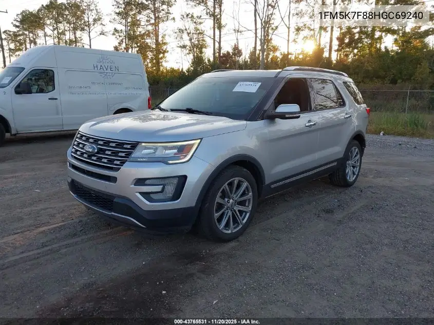 1FM5K7F88HGC69240 2017 Ford Explorer Limited