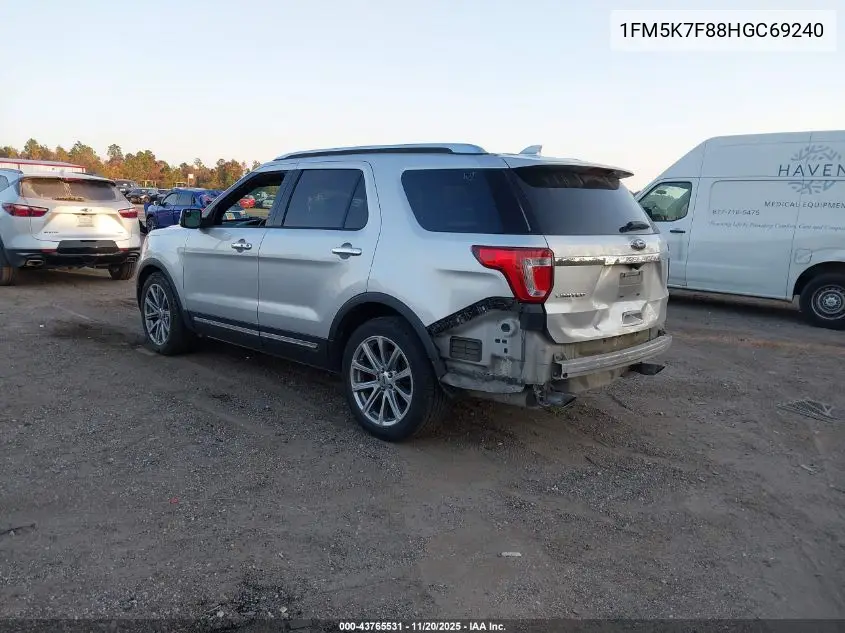 1FM5K7F88HGC69240 2017 Ford Explorer Limited