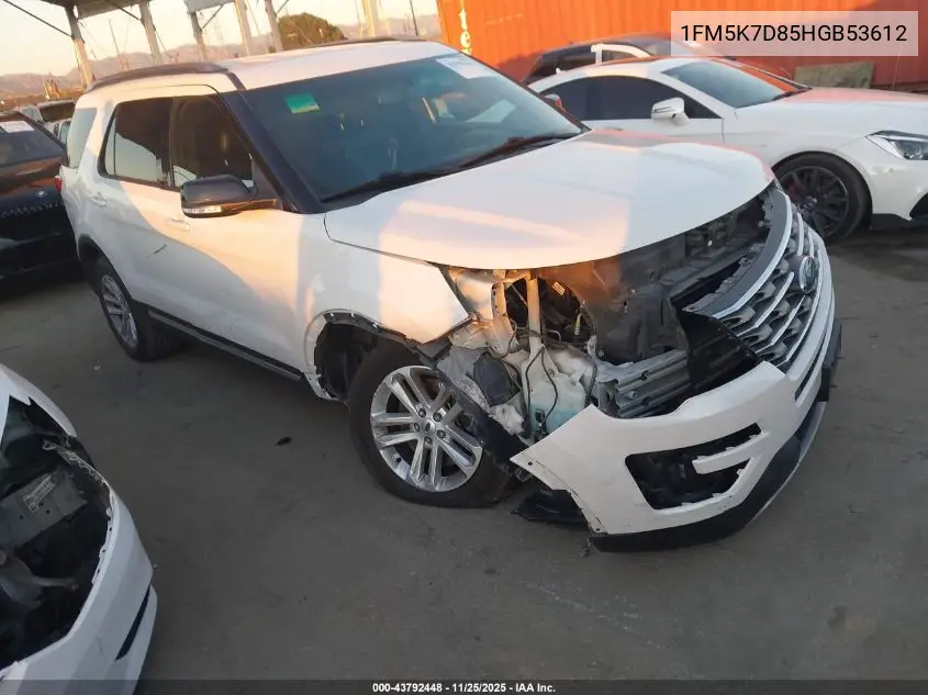 1FM5K7D85HGB53612 2017 Ford Explorer Xlt