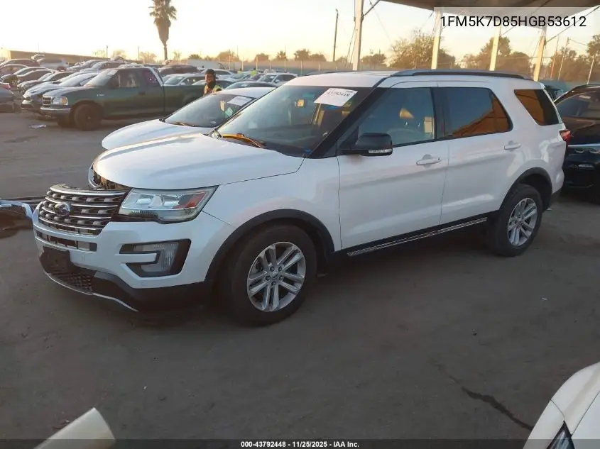 1FM5K7D85HGB53612 2017 Ford Explorer Xlt