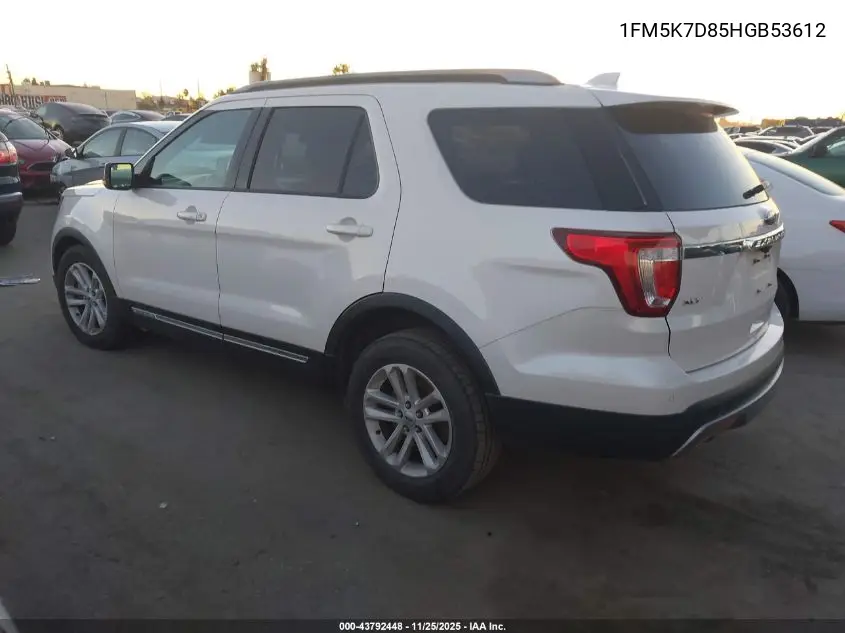 1FM5K7D85HGB53612 2017 Ford Explorer Xlt