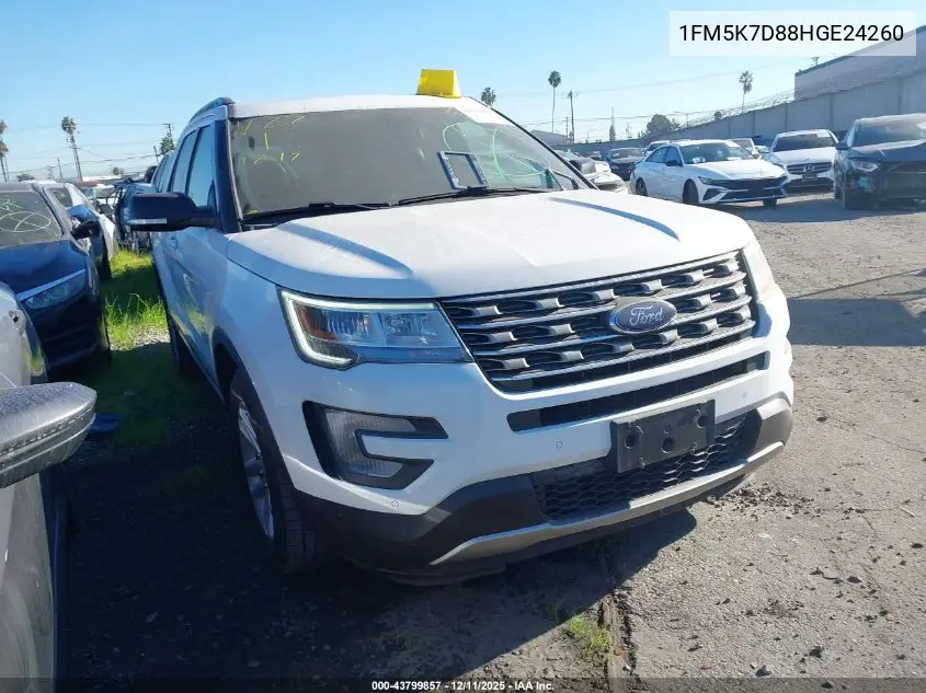 1FM5K7D88HGE24260 2017 Ford Explorer Xlt