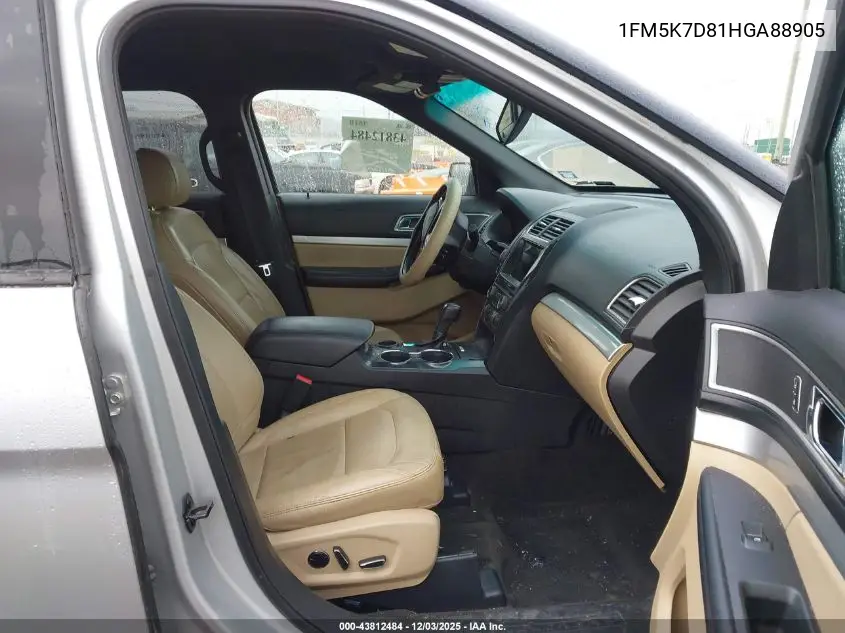 1FM5K7D81HGA88905 2017 Ford Explorer Xlt