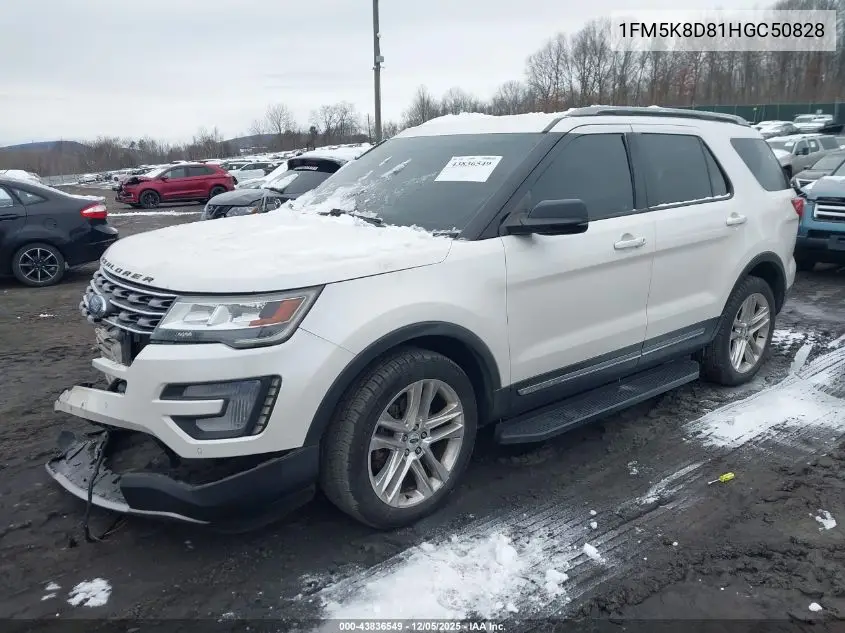 1FM5K8D81HGC50828 2017 Ford Explorer Xlt