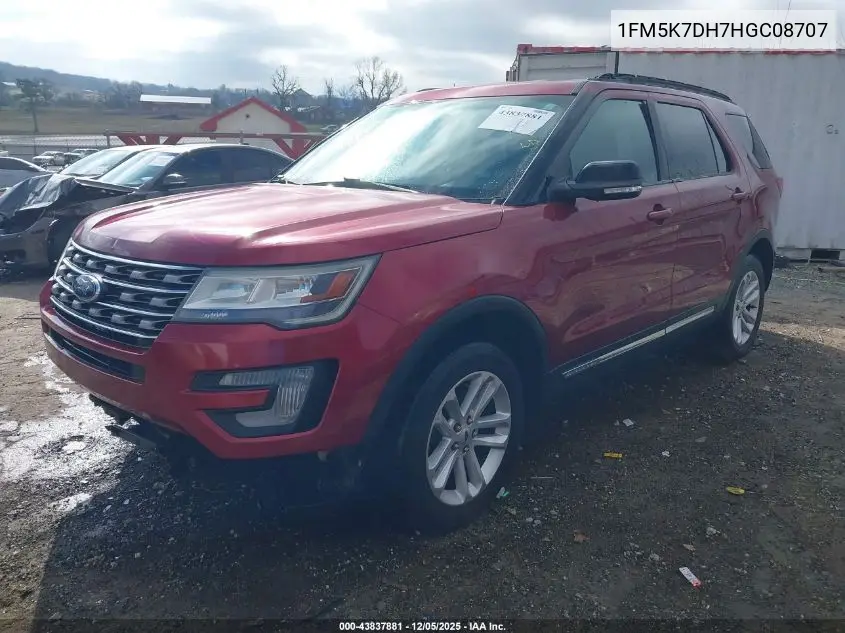 1FM5K7DH7HGC08707 2017 Ford Explorer Xlt
