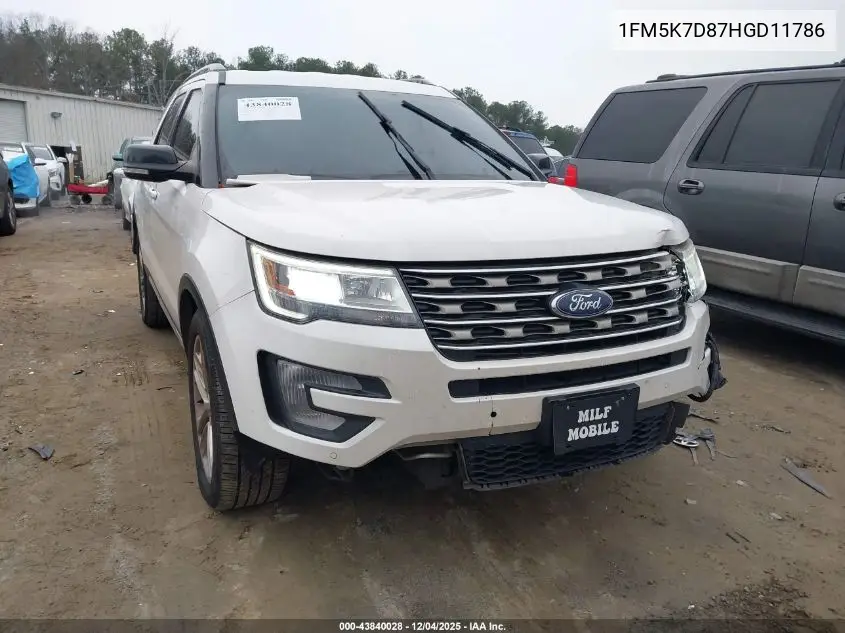1FM5K7D87HGD11786 2017 Ford Explorer Xlt