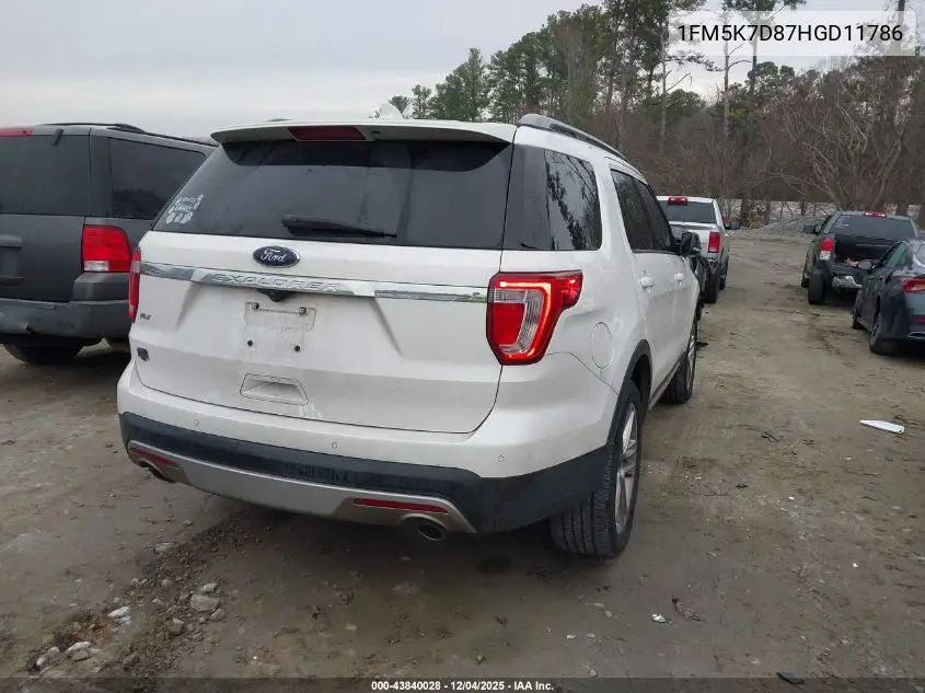 1FM5K7D87HGD11786 2017 Ford Explorer Xlt