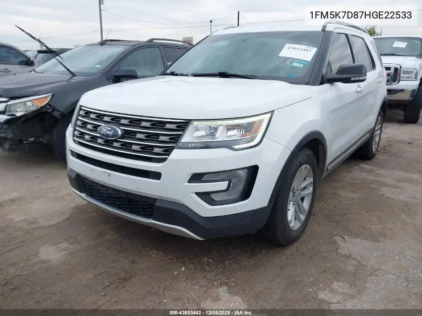 1FM5K7D87HGE22533 2017 Ford Explorer Xlt