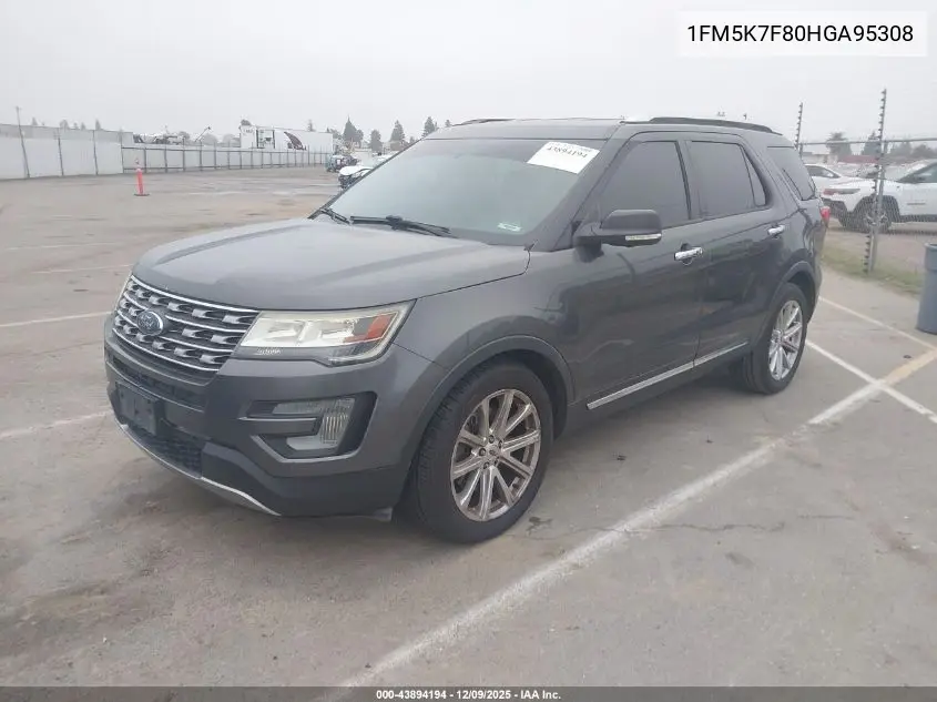 1FM5K7F80HGA95308 2017 Ford Explorer Limited