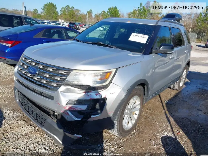 1FM5K7D87HGC02955 2017 Ford Explorer Xlt