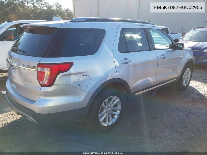 1FM5K7D87HGC02955 2017 Ford Explorer Xlt