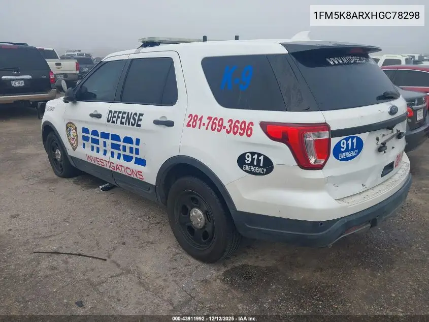 1FM5K8ARXHGC78298 2017 Ford Utility Police Interceptor